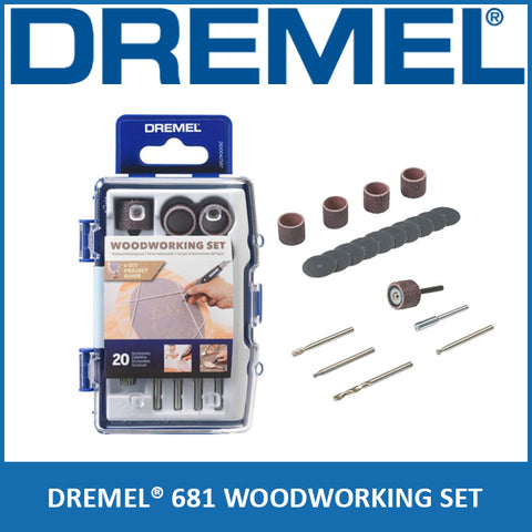 Dremel 681 Woodworking Set, Accessory Kit with 20 Rotary Tool Accessories for Woodworking