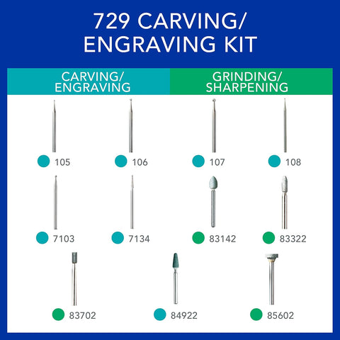 Dremel 729 11 pcs Carving/Engraving Accessory Micro Kit