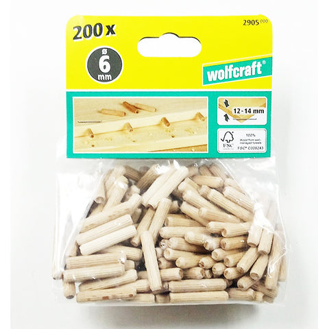 Wolfcraft 2905000 Dowel pins beech ø6x30mm ( Pack of 200 )