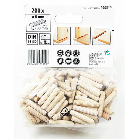 Wolfcraft 2905000 Dowel pins beech ø6x30mm ( Pack of 200 )