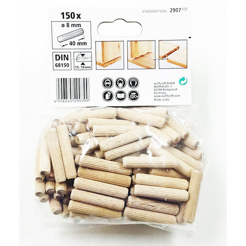 Wolfcraft 2907000 Dowel pins beech ø8x40mm ( Pack of 150 )