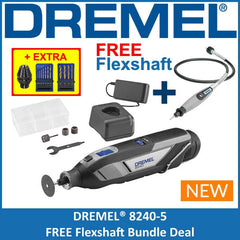 DREMEL 8240-5 Cordless Rotary Tool Grinder + Dremel Flexshaft Combo